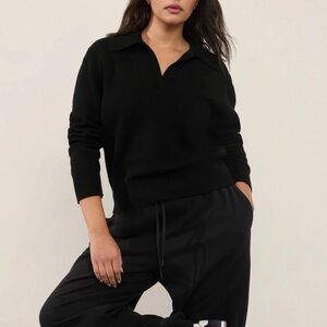 Athleta Alpine Collar Sweater Wool/Cashmere Black Large NWT $199